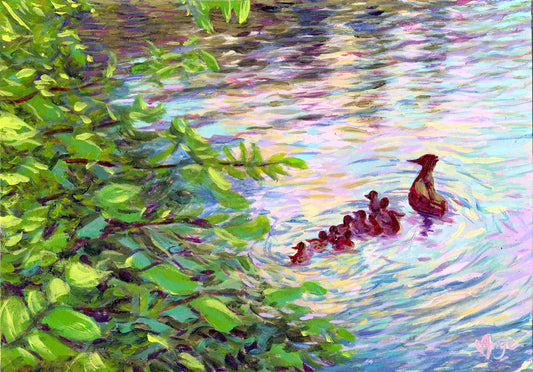“Mama Duck and Her Ducklings” 7x10"