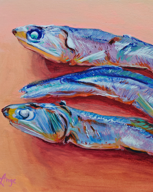 "Dried Anchovies (멸치)" 9x12