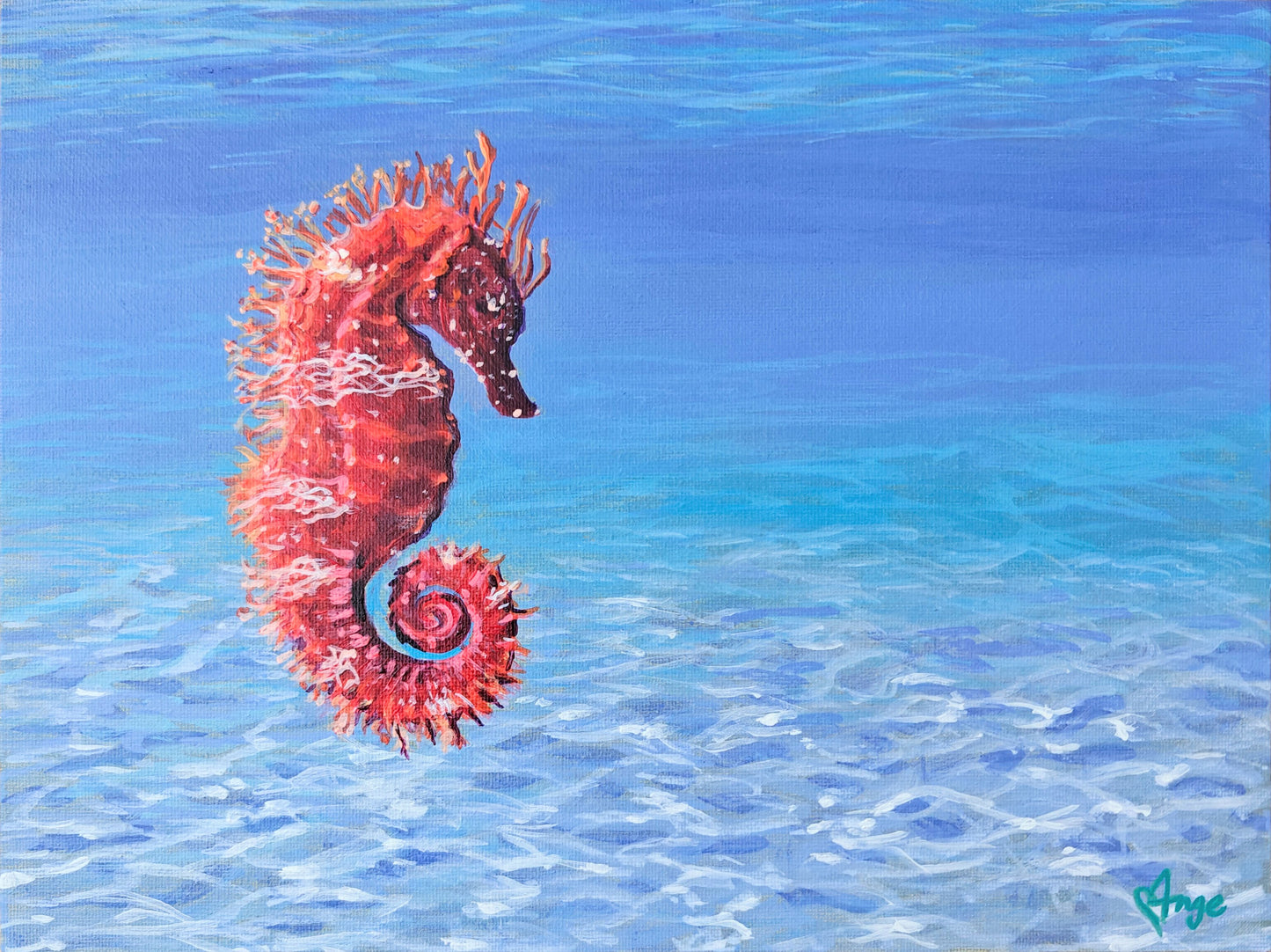 “Fiery Seahorse" 9x12
