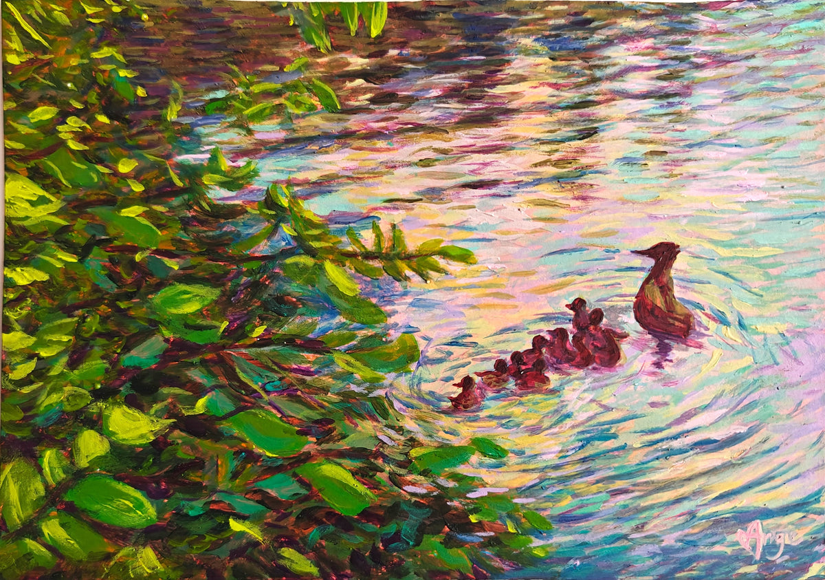 “Mama Duck and Her Ducklings” 7x10"