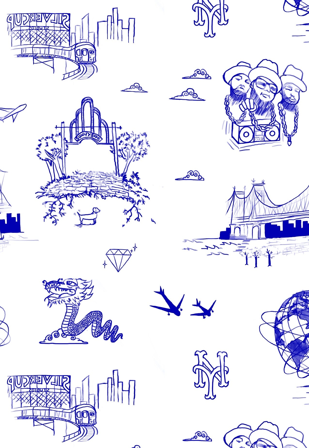 "Queens, NYC Toile" Backpack