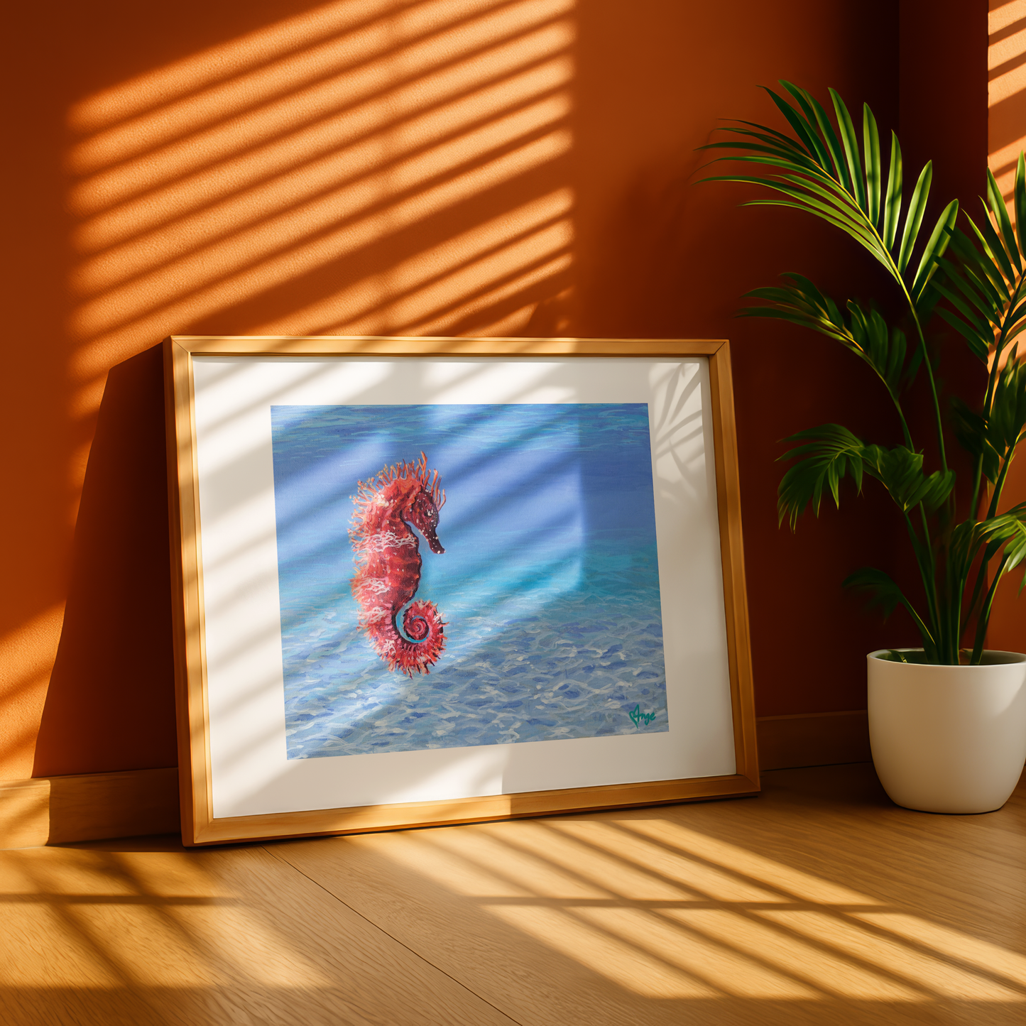 “Fiery Seahorse" 9x12
